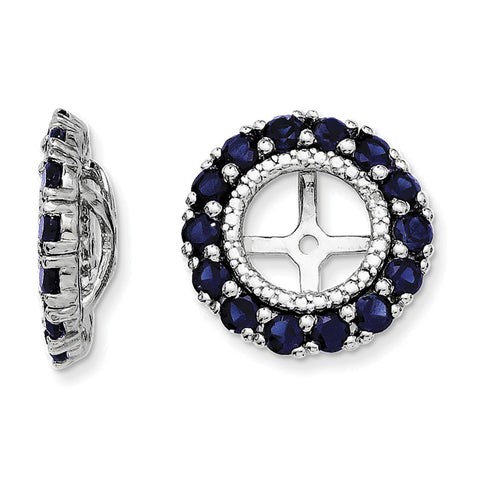 Sterling Silver Rhodium Diam. & Created Sapphire Earring Jacket QJ146SEP - shirin-diamonds