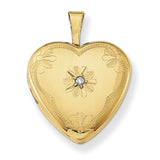 1/20 Gold Filled with Diamond 2-Frame 15mm Heart Locket QLS104 - shirin-diamonds
