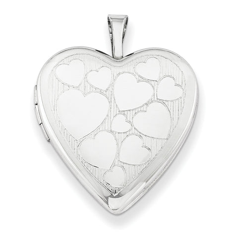 Sterling Silver Rhodium-plated 20mm with Floating Hearts Heart Locket QLS237 - shirin-diamonds