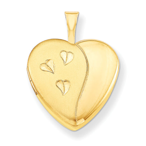 1/20 Gold Filled 16mm Satin and Polished Heart Locket QLS291 - shirin-diamonds