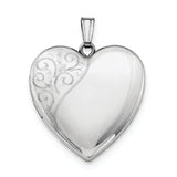 Sterling Silver Rhodium-plated 24mm Polished Swirl Heart Locket QLS310 - shirin-diamonds