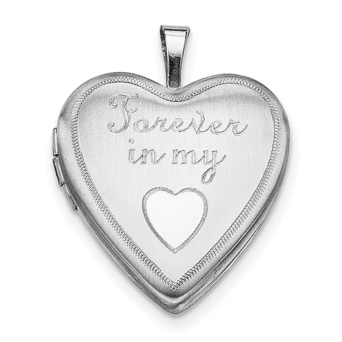 Sterling Silver Rhodium-plated 20mm Forever In My Heart Locket QLS315 - shirin-diamonds