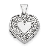 Sterling Silver Rhodium-plated Heart Locket QLS31 - shirin-diamonds