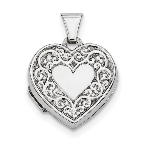 Sterling Silver Rhodium-plated Heart Locket QLS31 - shirin-diamonds