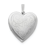 Sterling Silver Rhodium-plated 24mm Swirl Design Heart Locket QLS324 - shirin-diamonds