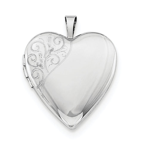 Sterling Silver Rhodium-plated 20mm Polished Swirl Heart Locket QLS346 - shirin-diamonds