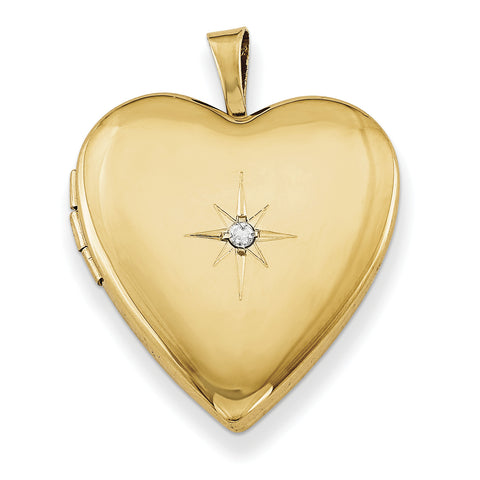 Gold Plated Sterling Silver & Diamond 20mm Heart Locket QLS370 - shirin-diamonds