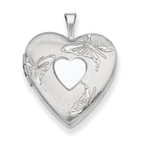 Sterling Silver Rhodium-plated 20mm D/C Butterflies Heart Locket QLS394 - shirin-diamonds