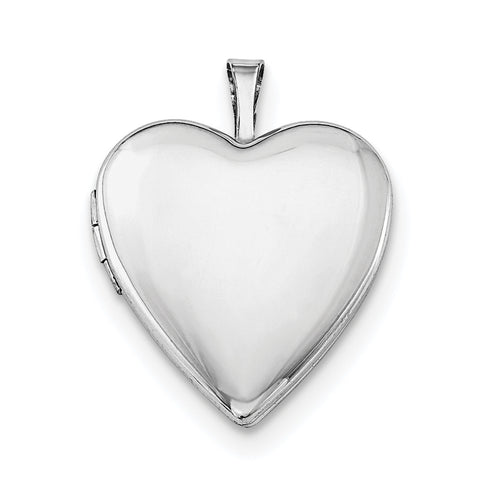 Sterling Silver Rhodium-plated 20mm Polished Front/Satin Back Heart Locket QLS396 - shirin-diamonds