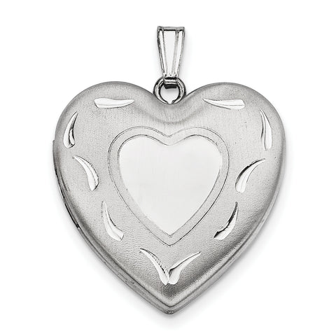 Sterling Silver Rhodium-plated 24mm D/C Heart Locket QLS398 - shirin-diamonds
