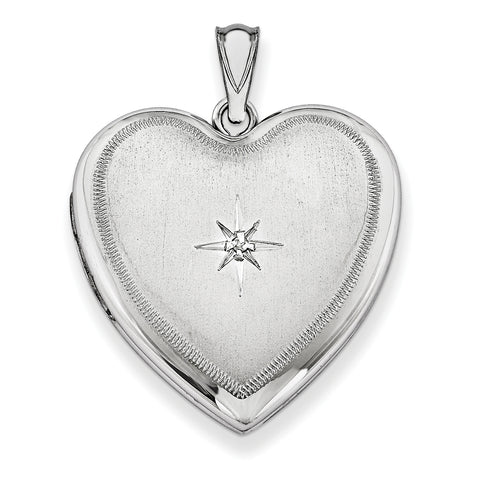 Sterling Silver Rhodium-plated & Dia. 24mm D/C Heart Locket QLS400 - shirin-diamonds