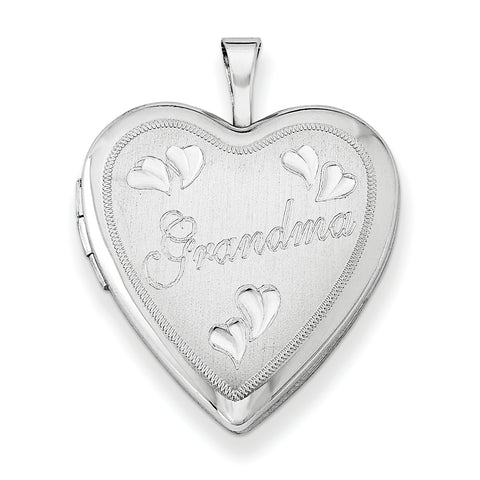 Sterling Silver Rhodium-plated 20mm D/C Grandma Heart Locket QLS411 - shirin-diamonds