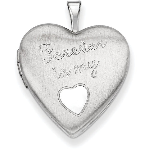 Sterling Silver Rhodium-plated 20mm Forever in my Heart Locket QLS421 - shirin-diamonds