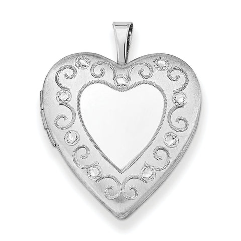 Sterling Silver Rhodium-plated 20mm D/C Heart Locket QLS427 - shirin-diamonds