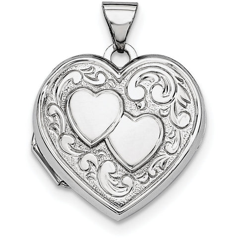 Sterling Silver Rhodium-plated Heart Locket QLS42 - shirin-diamonds