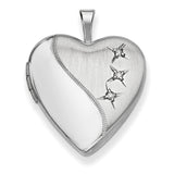 Sterling Silver Rhodium-plated 20mm D/C Heart Locket QLS430 - shirin-diamonds