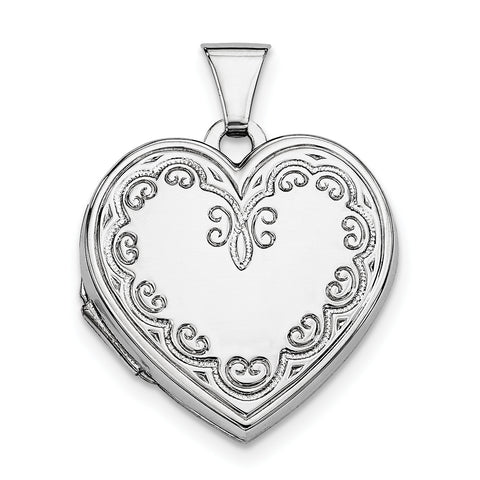 Sterling Silver Rhodium-plated Heart Locket QLS43 - shirin-diamonds