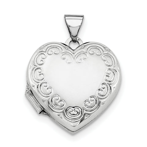 Sterling Silver Rhodium-plated Heart Locket QLS45 - shirin-diamonds