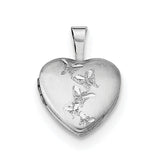 Sterling Silver Rhodium-plated Butterflies 12mm Heart Locket QLS480 - shirin-diamonds