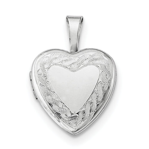 Sterling Silver Rhodium-plated Twisted Border 12mm Heart Locket QLS489 - shirin-diamonds