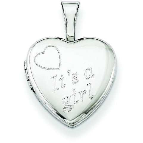 Sterling Silver It's A Girl 12mm Heart Locket QLS525 - shirin-diamonds
