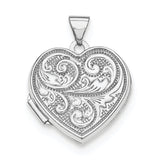 Sterling Silver Rhodium-plated 18mm Heart with Scrolls Locket QLS597 - shirin-diamonds