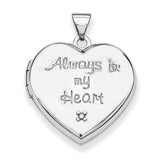 Sterling Silver Rhodium-plated Heart with Diamond Locket QLS602 - shirin-diamonds