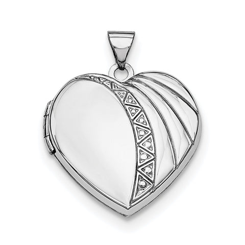 Sterling Silver Rhodium-plated 21mm Heart Locket QLS614 - shirin-diamonds