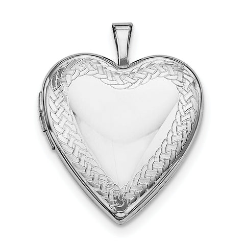 Sterling Silver Rhodium-plated Braided Edge Heart Locket QLS629 - shirin-diamonds