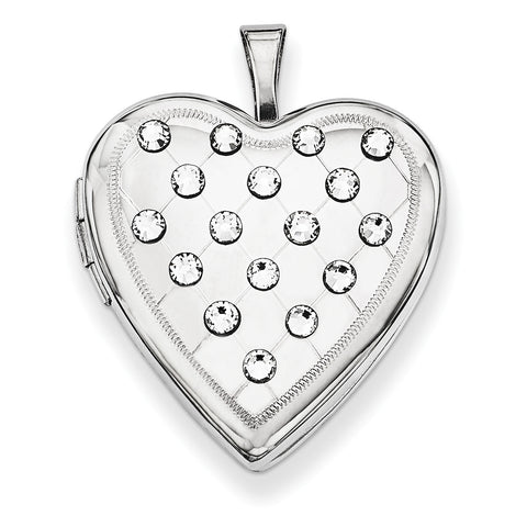 Sterling Silver Crystal Heart Locket QLS644 - shirin-diamonds