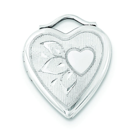 Sterling Silver 20mm D/C Textured & Polished Heart Locket - shirin-diamonds
