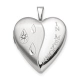 Sterling Silver Rhodium-plated Dia Satin/Polish In Memory Heart Locket QLS696 - shirin-diamonds