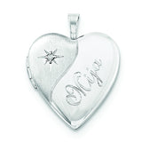 Sterling Silver 20mm Diamond Mija Satin & Polished Heart Locket - shirin-diamonds