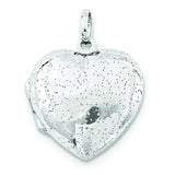 Sterling Silver Rhodium Plated 20mm Polished Sparkle Heart Locket - shirin-diamonds