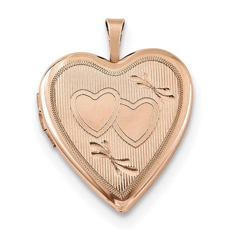 Sterling Silver Rose Gold-plated 20mm Double Hearts Heart Locket - shirin-diamonds