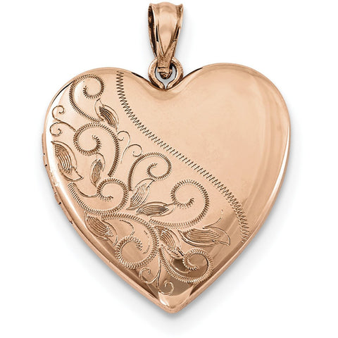Sterling Silver Rose Gold-plated 24mm Scrolled Heart Family Locket - shirin-diamonds