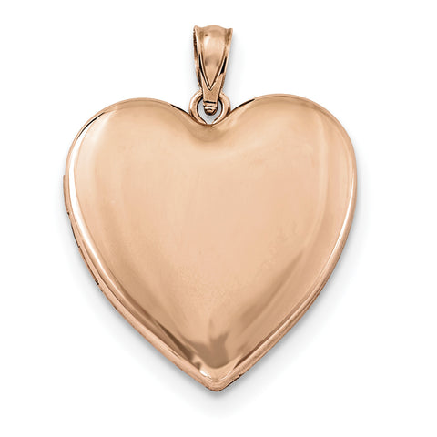 Sterling Silver Rose Gold-plated 24mm Plain Heart Locket - shirin-diamonds