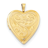 Sterling Silver 20mm Gold Plated Textured/Polish Swirl Heart Locket - shirin-diamonds