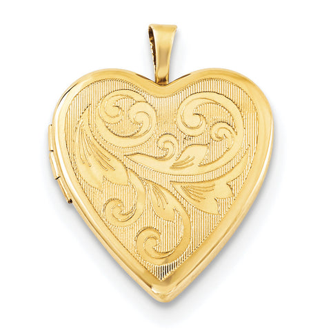 Sterling Silver 20mm Gold Plated Textured/Polish Swirl Heart Locket - shirin-diamonds