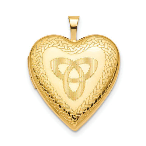 Sterling Silver Gold-plated 20mm Trinity Heart Locket QLS789 - shirin-diamonds