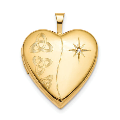 Sterling Silver Gold-plated 20mm Diamond Trinity Heart Locket QLS796 - shirin-diamonds