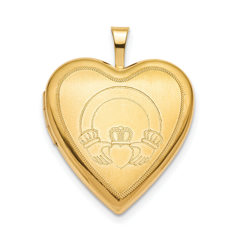 Sterling Silver Gold-plated 20mm Claddagh Heart Locket QLS797 - shirin-diamonds