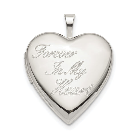 Sterling Silver 20mm FOREVER IN MY HEART Heart Locket QLS805 - shirin-diamonds