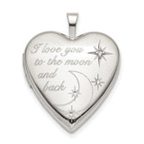 Sterling Silver 20mm LOVE TO THE MOON Diamond Heart Locket QLS820 - shirin-diamonds