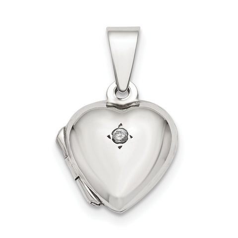Sterling Silver CZ Heart Locket QLS827 - shirin-diamonds