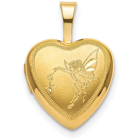 Sterling Silver Gold-plated 12mm Fairy Heart Locket QLS831 - shirin-diamonds