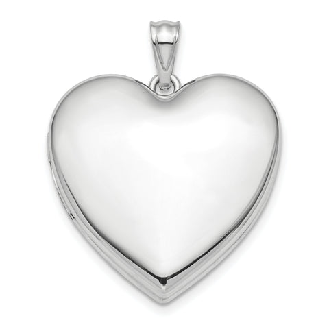 Sterling Silver Rhodium-plated 24mm Plain Ash Holder Heart Locket QLS866 - shirin-diamonds