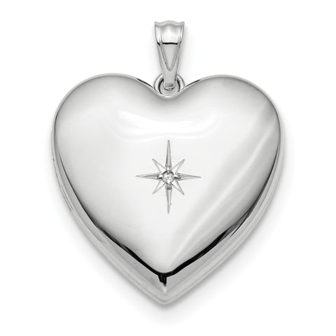 Sterling Silver Rhodium-plated 24mm with Dia. Star Design Ash Holder Heart QLS867 - shirin-diamonds
