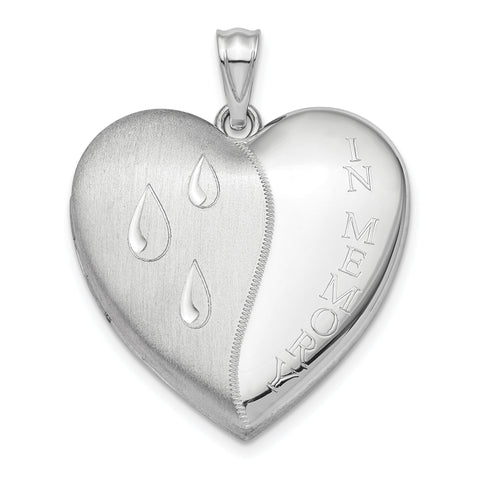 Sterling Silver Rhodium-plated 24mm Memory Ash Holder Heart Locket QLS871 - shirin-diamonds