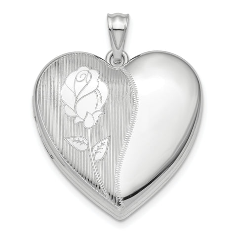 Sterling Silver Rhodium-plated Flower Ash Holder Heart Locket QLS876 - shirin-diamonds
